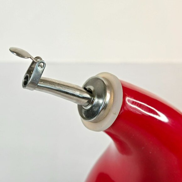 Rachel Ray 7" Cruet Oil or Vinegar Dispenser Bottle Stoneware Red w Spout H016 - Picture 6 of 11